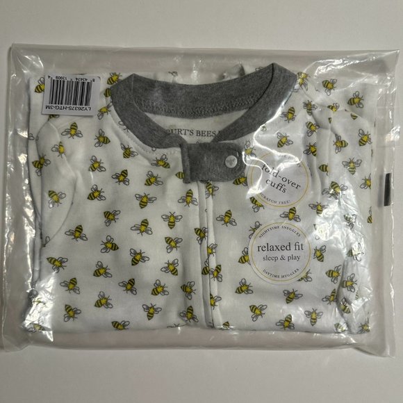 0-3M Burt's Bees Loose Fit Sleep & Play Footie Pajamas | 100% Organic Cotton - Picture 3 of 4